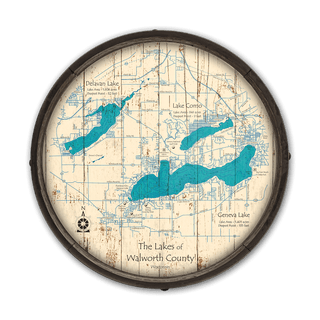 The Lakes of Walworth County, Wisconsin on a Barrel End Barrel Ends Lake Art