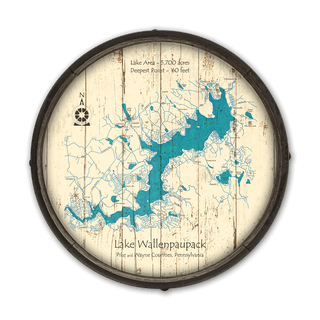 Lake Wallenpaupack, Pennsylvania on a Barrel End Barrel Ends Lake Art