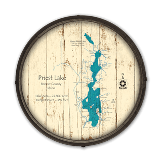 Priest Lake, Idaho on a Barrel End Barrel Ends Lake Art