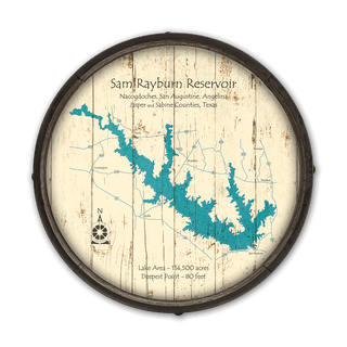 Sam Rayburn Reservoir, Texas on a Barrel End Barrel Ends Lake Art