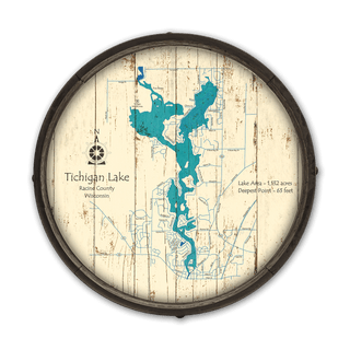 Tichigan Lake, Wisconsin on a Barrel End Barrel Ends Lake Art