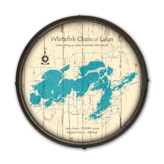 Whitefish Chain of Lakes, Minnesota on a Barrel End Barrel Ends Lake Art