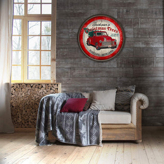 Christmas Tree Truck - Barrel End Wall Art Barrel Ends Meissenburg Designs