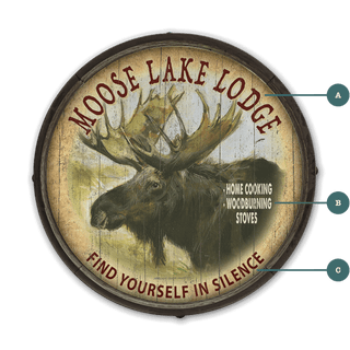 Moose Lake Lodge - Barrel End Wall Art Barrel Ends Marilynn Dwyer Mason