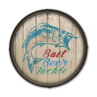 Bait, Beer, and Tackle - Barrel End Wall Art Barrel Ends Marty Mummert Studio