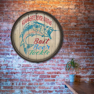 Bait, Beer, and Tackle - Barrel End Wall Art Barrel Ends Marty Mummert Studio