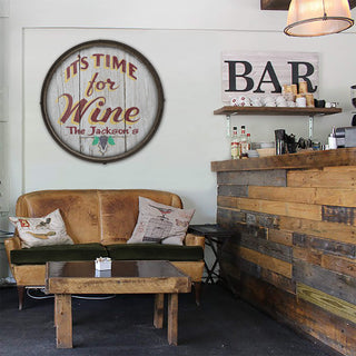 It's Time for Wine - Barrel End Wall Art Barrel Ends Marty Mummert Studio