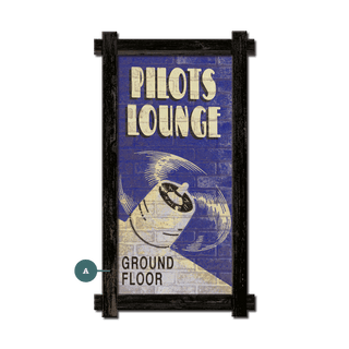 Pilots Lounge - Framed Wall Art Brick Ghost Signs Old Wood Signs