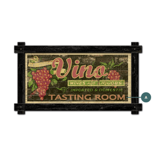 Vino Tasting Room - Framed Wall Art Brick Ghost Signs Old Wood Signs