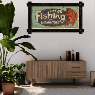 Let's Go Fishing - Framed Wall Art Brick Ghost Signs Meissenburg Designs