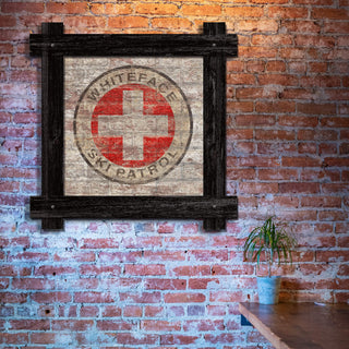 Vintage Ski Patrol Sign - Framed Wall Art Brick Ghost Signs Meissenburg Designs