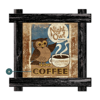 Night Owl Coffee- Framed Wall Art Brick Ghost Signs Anderson Design Group