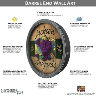 Timber Ridge Elk Camp - Barrel End Wall Art Barrel Ends Marilynn Dwyer Mason
