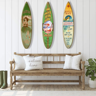 Ocean Safety Mermaid - Surfboard Wall Art Surfboards Old Wood Signs