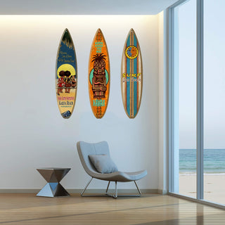 Stars and Hawaiian Moon - Surfboard Wall Art Surfboards Old Wood Signs