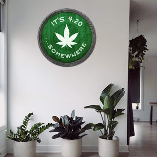 It's 4:20 Somewhere - Green - LED Barrel End Wall Art Barrel Ends Meissenburg Designs