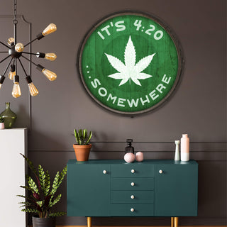 It's 4:20 Somewhere - Green - Barrel End Wall Art Barrel Ends Meissenburg Designs