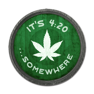 It's 4:20 Somewhere - Green - LED Barrel End Wall Art Barrel Ends Meissenburg Designs