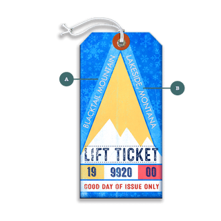 Blue and Yellow Ski Lift Ticket - Luggage Tag Luggage Tag Wall Art Meissenburg Designs