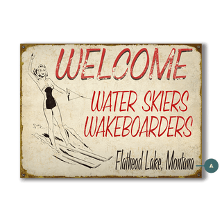 Water Sport Welcome - Wood & Metal Wall Art Wood & Metal Wall Art Meissenburg Designs