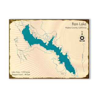 Bass Lake, California - Wood & Metal Wall Art Wood & Metal Signs Lake Art