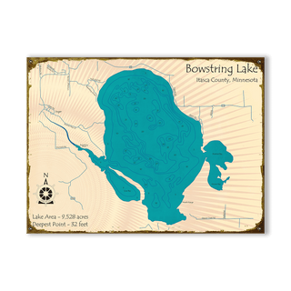 Bowstring Lake, Minnesota - Wood & Metal Wall Art Wood & Metal Signs Lake Art