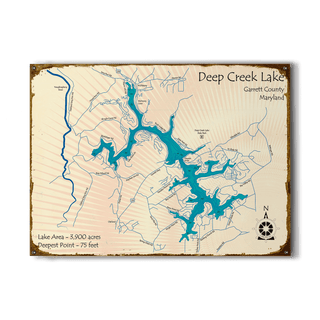 Deep Creek Lake, Maryland - Wood & Metal Wall Art Wood & Metal Signs Lake Art