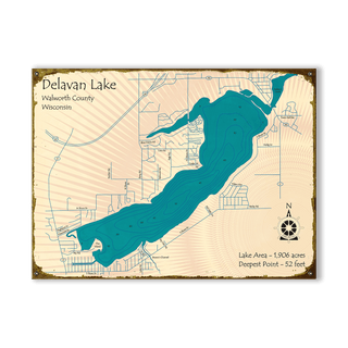 Delavan Lake, Wisconsin - Wood & Metal Wall Art Wood & Metal Signs Lake Art