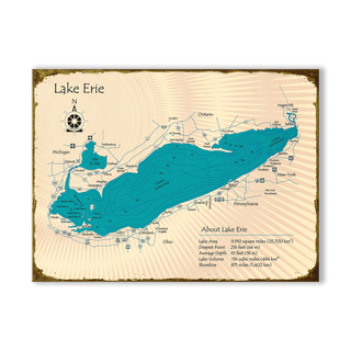 Lake Erie - Wood & Metal Wall Art Wood & Metal Signs Lake Art