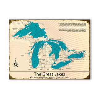 The Great Lakes - Wood & Metal Wall Art Wood & Metal Signs Lake Art