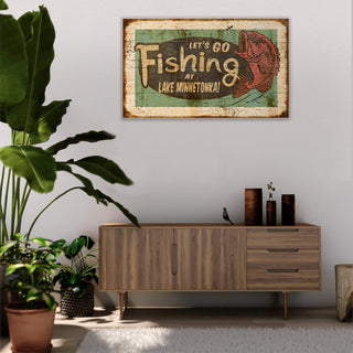 Let's Go Fishing - Wood & Metal Wall Art Wood & Metal Signs Old Wood Signs