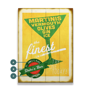 The Finest Martinis - Wood & Metal Wall Art Wood & Metal Signs Old Wood Signs
