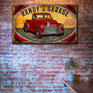 Red Truck Garage Sign - Wood & Metal Wall Art Wood & Metal Signs Old Wood Signs