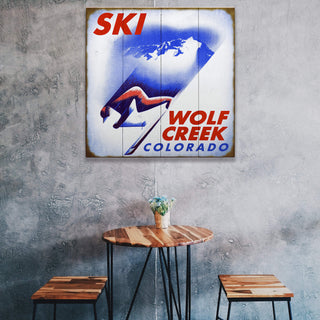 Retro Ski Racer - Wood & Metal Wall Art Wood & Metal Signs Old Wood Signs