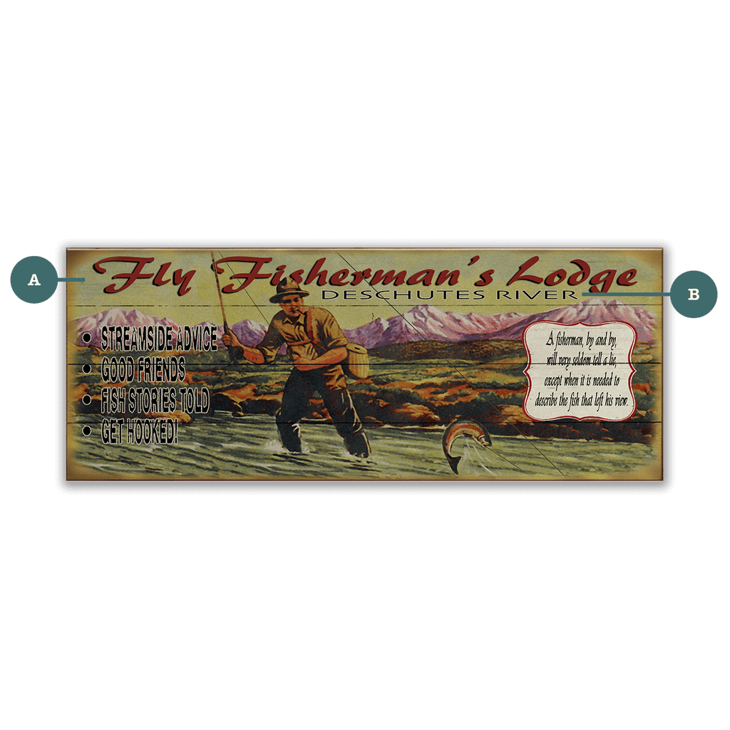 Fly Fisherman's Lodge - Wood & Metal Wall Art – Old Wood Signs