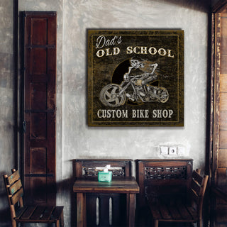 Old School Custom Bike Shop - Wood & Metal Wall Art Wood & Metal Signs Old Wood Signs