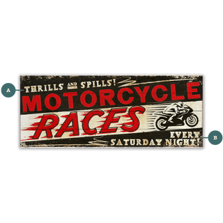 Thrills and Spills - Wood & Metal Wall Art Wood & Metal Signs Old Wood Signs