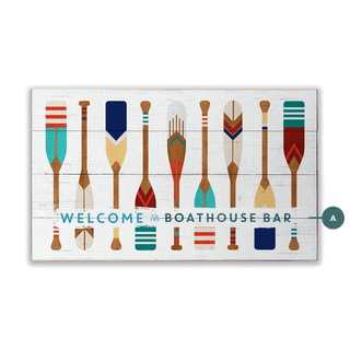 Oar Pattern Welcome Sign - Wood & Metal Wall Art Wood & Metal Wall Art Meissenburg Designs