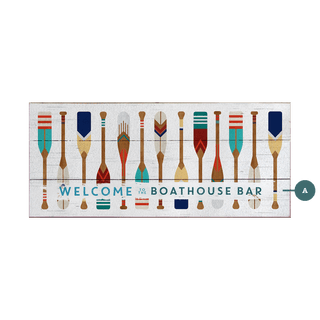 Oar Pattern Welcome Sign - Wood & Metal Wall Art Wood & Metal Wall Art Meissenburg Designs