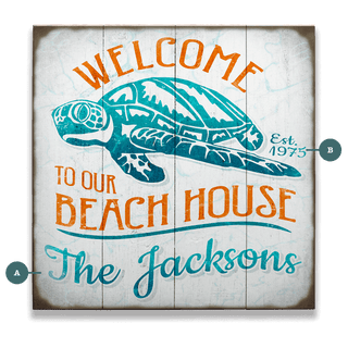 Turtle Beach House - Personalized - Wood & Metal Wall Art Wood & Metal Signs Meissenburg Designs