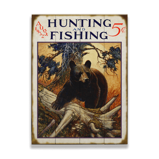 Hunting and Fishing Bear - Wood & Metal Wall Art Wood & Metal Signs Old Wood Signs