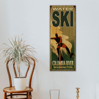 Water Skier Silhouette - Wood & Metal Wall Art Wood & Metal Signs Old Wood Signs