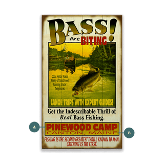 The Bass are Biting! - Wood & Metal Wall Art Wood & Metal Signs Old Wood Signs