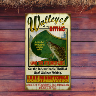 The Walleye are Biting! - Wood & Metal Wall Art Wood & Metal Signs Old Wood Signs