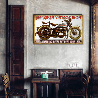American Vintage Iron - Wood & Metal Wall Art Wood & Metal Signs Old Wood Signs