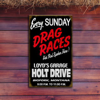 Drag Races Every Sunday - Wood & Metal Wall Art Wood & Metal Signs Old Wood Signs