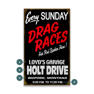 Drag Races Every Sunday - Wood & Metal Wall Art Wood & Metal Signs Old Wood Signs