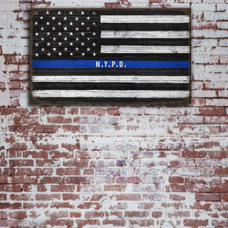 Thin Blue Line - Wood & Metal Wall Art Wood & Metal Signs Meissenburg Designs