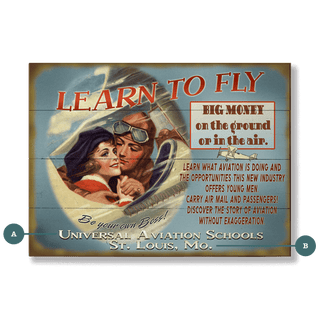 Learn to Fly - Wood & Metal Wall Art Wood & Metal Signs Old Wood Signs