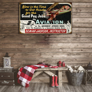 Aviation Instructor - Wood & Metal Wall Art Wood & Metal Signs Old Wood Signs